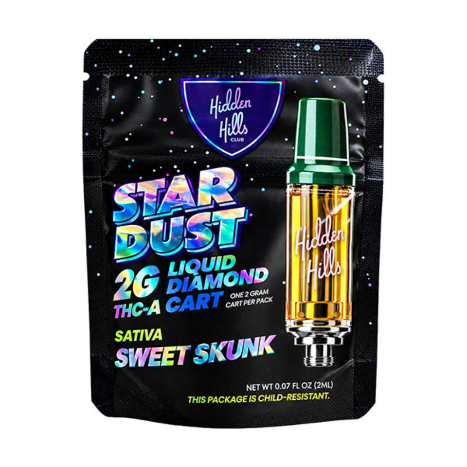 Hidden Hills Star Dust Liquid Diamond THC-A Cartridge 2G Sweet Skunk Sativa