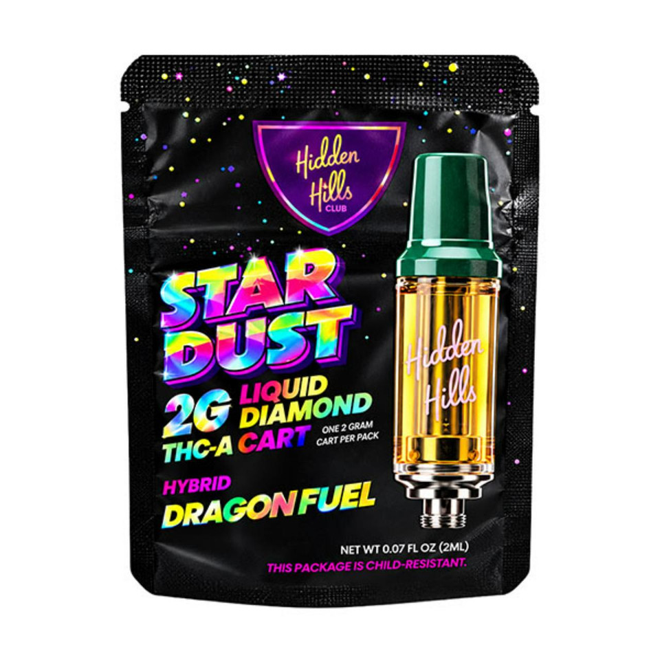 Hidden Hills Star Dust Liquid Diamond THC-A Cartridge 2G Dragon Fuel Hybrid