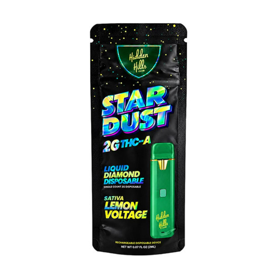 Hidden Hills Star Dust Liquid Diamond THC-A Disposable 2G Lemon Voltage Sativa