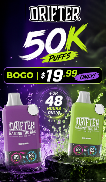 Price Reduced - Drifter Bar Disposable | 50K Puffs - Buy 1 Get 1 Free | Only for 48 Hours (Check Price Inside)