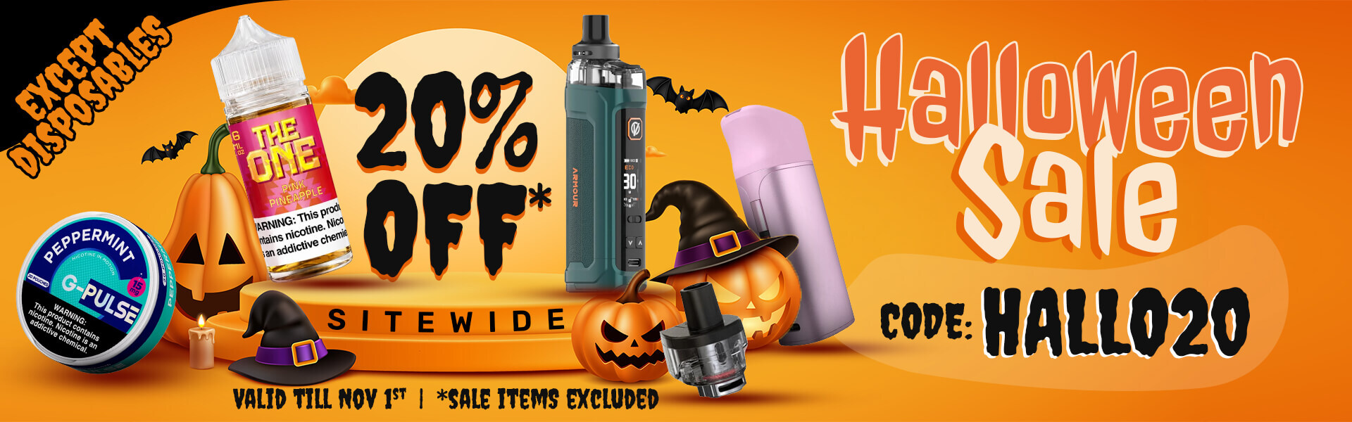Get 20% off sitewide - Except Disposable | Use Code: HALLO20