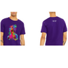 Front & back view of purple Empty Spray Can T-shirt with skull spray paint can graphic