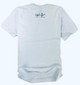 Back view of white T-shirt with cop car , IMITF graffiti styled logo & brick wall design IMITF locker tag logo
