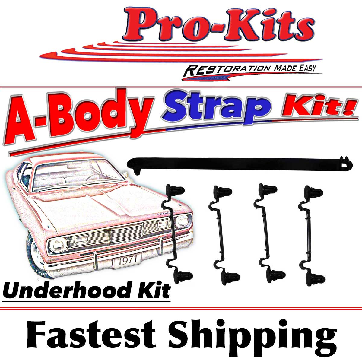 Mopar Battery Hold Down Strap Kit BHK2 – For 1972-1974 B And E-body Mopars (Vintage Style)
