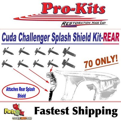 1970 E Body Under Fender Plastic Splash Shield Bolt Kit at Firewall