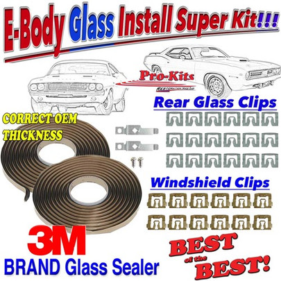 70 Cuda Barracuda Challenger Windshield and Rear Glass Sealer & Clip Kit 70 Cuda Barracuda Challenger Windshield and Rear Glass Sealer & Clip Kit
