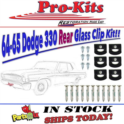 Mopar 64 65 Savoy 330 2 & 4 Door Sedan Rear Glass Window Reveal Molding Clip Kit