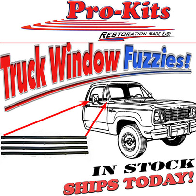 72-79 Dodge Truck D W 100 Ramcharger Trailduster Window Sweep Felt Fuzzy BELTLINE KIT, FRONT DOOR, 4PCS