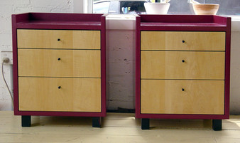 Bedside table with cherry hammertone paint and maple drawers