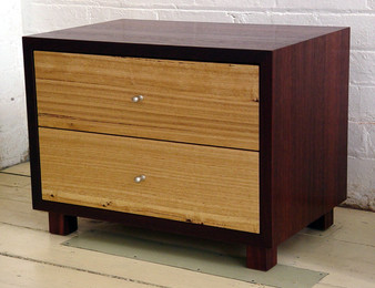Jarrah cube with two ash drawers