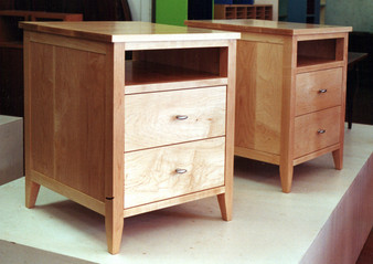 Rock Maple bedside with two drawer and shelf