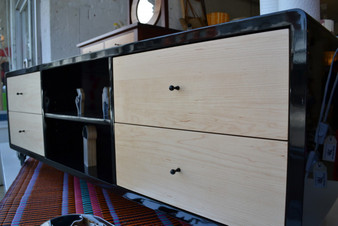 Black Gloss cabinet with Rock Maple