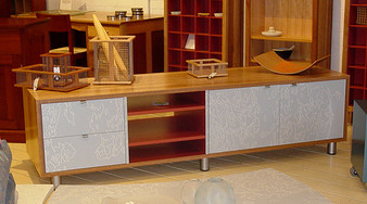 Four column cabinet with drawers and cupboards