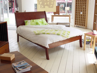 Sleigh Bed, Redgum, Queen size