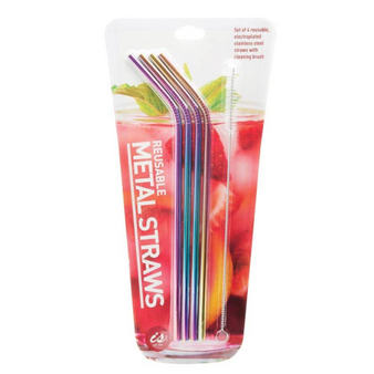 IS GIFT rainbow metal drinking straws