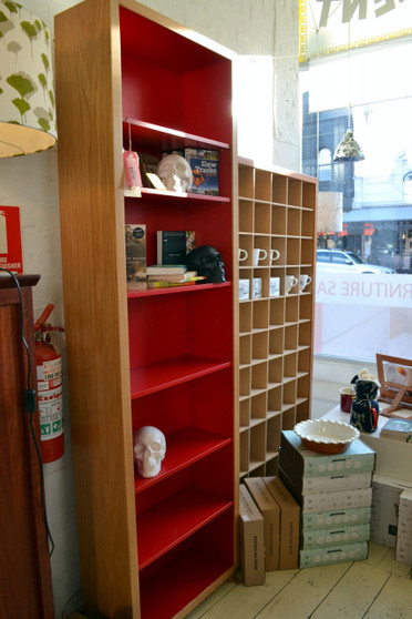 Bookcase, Tall and Slim, Barbi, Oak and Red