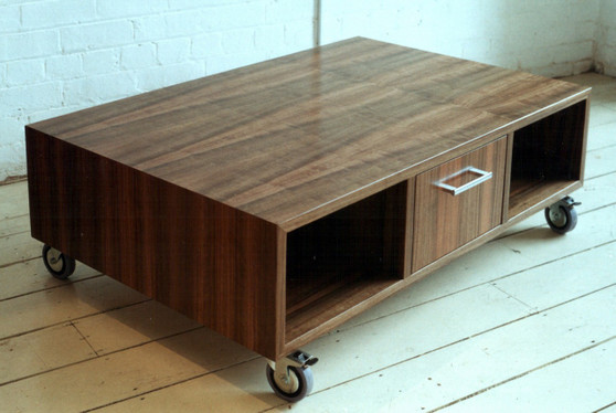 Queensland walnut cube with drawer