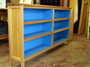 Bookcase, Stripey Ash with electric blue interior, double bay