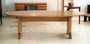 Oval beech table with art deco ends
