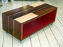 Patchwork cube, Walnut, Rock Maple and Signal Red