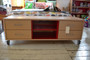 Maple and Red three column Hifi cabinet