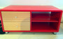 Hifi cube , two pack red with ash drawers, 2 column