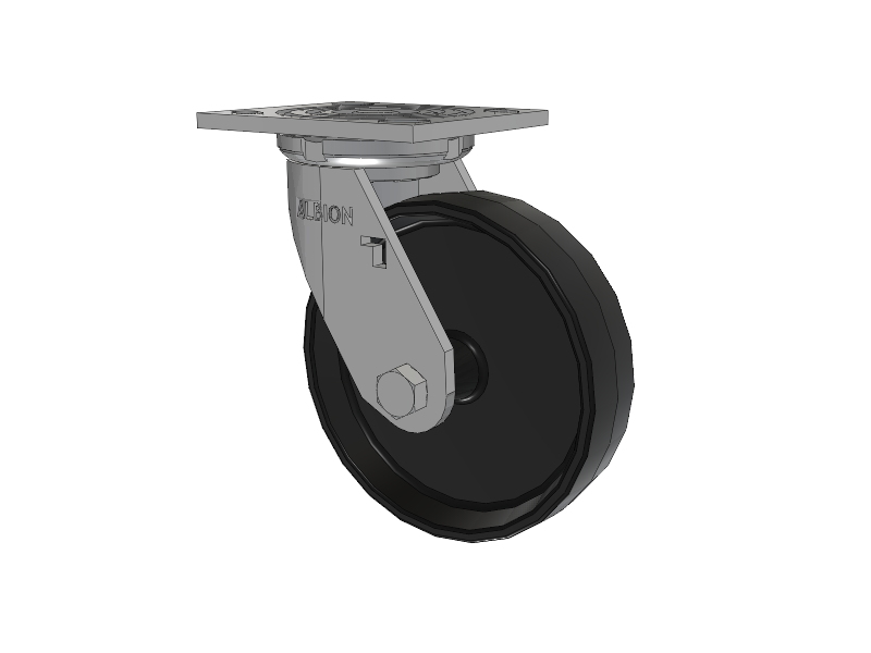 16 Series Top Plate Swivel Caster with 6 x 1.5 Black Polypropylene PB - Polypropylene Wheel