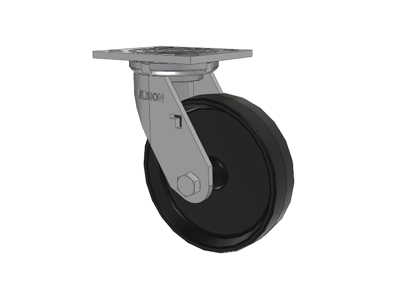 16 Series Top Plate Swivel Caster with 6 x 1.5 Black Polypropylene PB - Polypropylene Wheel