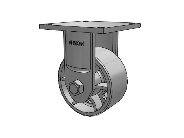 700 Series Top Plate Rigid Caster with 8 Grey Enamel CA - Cast Iron Wheel