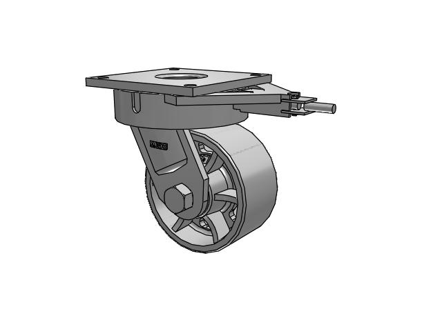 700 Series Top Plate Swivel Caster with 8 Grey Enamel CA - Cast Iron Wheel