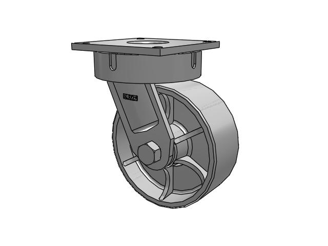 700 Series Top Plate Swivel Caster with 10 Grey Enamel CA - Cast Iron Wheel