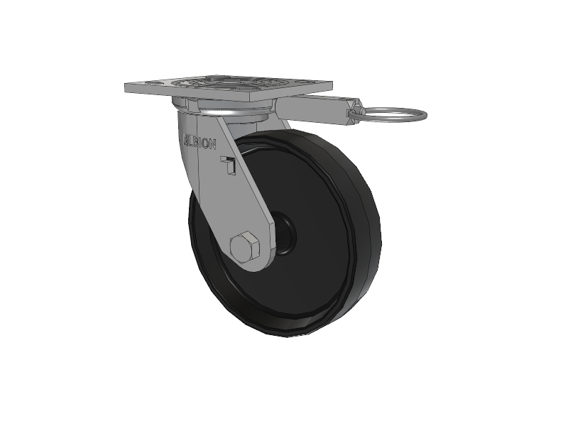 16 Series Top Plate Swivel Caster with 6 x 1.5 Black Polypropylene PB - Polypropylene Wheel