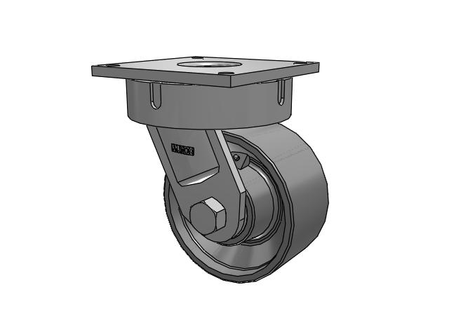 700 Series Top Plate Swivel Caster with 8 Clear Coat Enamel FH - Drop-Forged Steel (Large Bore) Wheel
