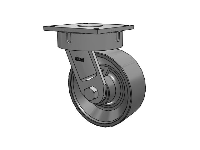 700 Series Top Plate Swivel Caster with 10 Clear Coat Enamel FH - Drop-Forged Steel (Large Bore) Wheel