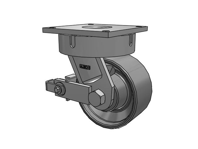 700 Series Top Plate Swivel Caster with 8 Clear Coat Enamel FS - Drop-Forged Steel Wheel and Poly Cam Brake