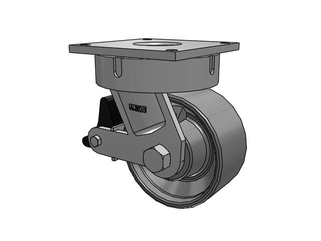 700 Series Top Plate Swivel Caster with 8 Clear Coat Enamel FS - Drop-Forged Steel Wheel and Poly Lock Integrated Brake