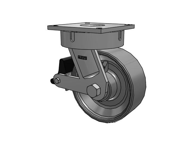 700 Series Top Plate Swivel Caster with 10 Clear Coat Enamel FS - Drop-Forged Steel Wheel and Poly Lock Integrated Brake