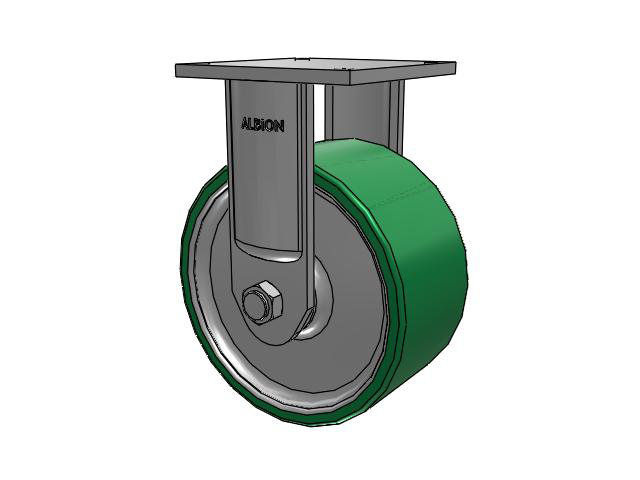 700 Series Top Plate Rigid Caster with 12 Green Tread on Aluminum Core PA - Polyurethane (Aluminum Core) Wheel