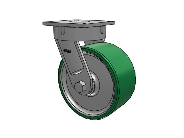 700 Series Top Plate Swivel Caster with 12 Green Tread on Aluminum Core PA - Polyurethane (Aluminum Core) Wheel