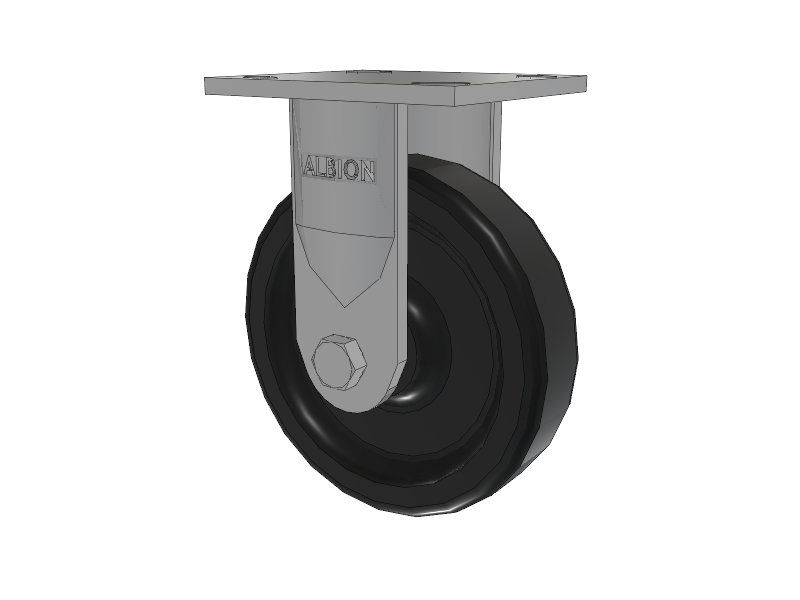 16 Series Top Plate Rigid Caster with 6 x 1.5 Black Polypropylene PB - Polypropylene Wheel