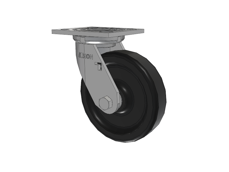 16 Series Top Plate Swivel Caster with 6 x 1.5 Black Polypropylene PB - Polypropylene Wheel