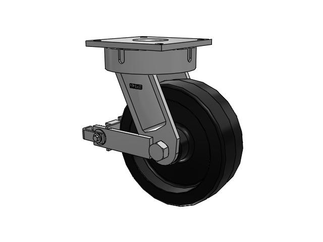 700 Series Top Plate Swivel Caster with 12 Black Phenolic Resin TM - Phenolic Wheel and Poly Cam Brake