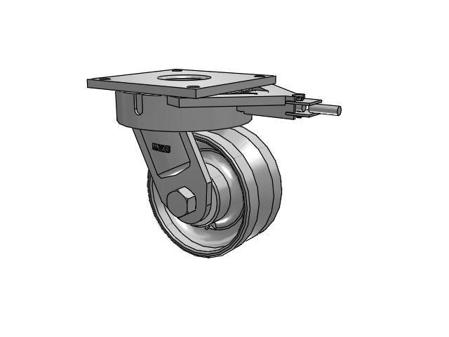 700 Series Top Plate Swivel Caster with 8 Clear Coat Enamel VF - Drop-Forged Steel V-Groove Wheel