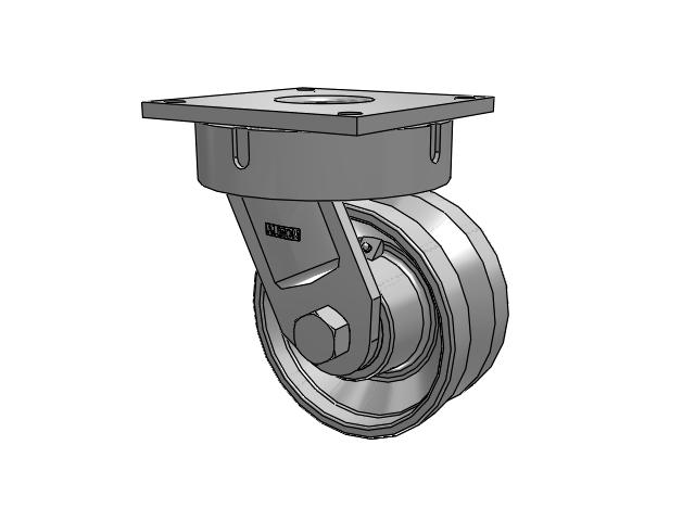 700 Series Top Plate Swivel Caster with 8 Clear Coat Enamel VH - Drop-Forged Steel V-Groove Wheel