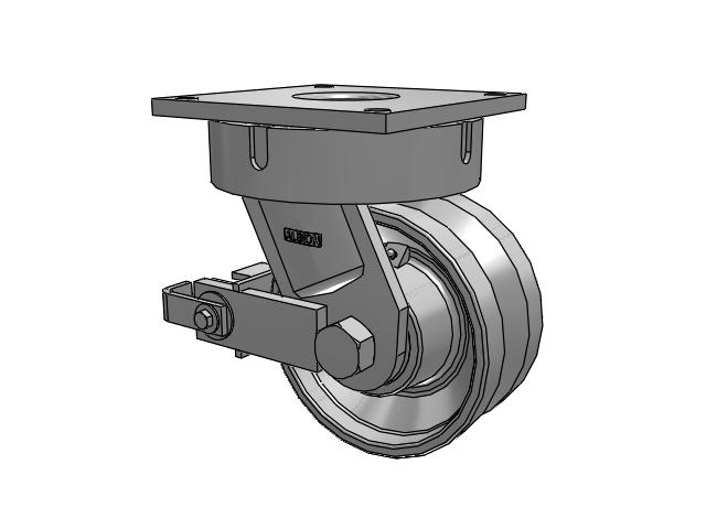 700 Series Top Plate Swivel Caster with 8 Clear Coat Enamel VH - Drop-Forged Steel V-Groove Wheel and Poly Cam Brake
