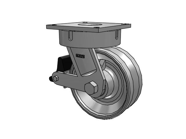 700 Series Top Plate Swivel Caster with 10 Clear Coat Enamel VH - Drop-Forged Steel V-Groove Wheel and Poly Lock Integrated Brake