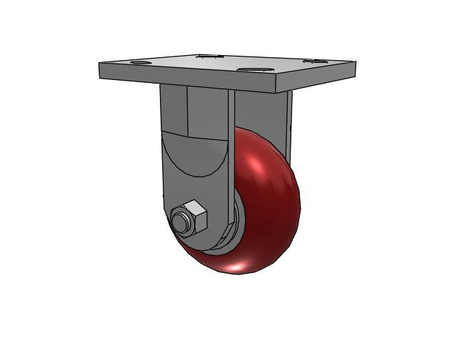 71 Series Top Plate Rigid Caster with 4 x 2 Maroon Tread on Aluminum Core AX - Round Polyurethane (Aluminum Core) Wheel