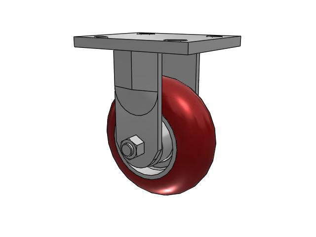 71 Series Top Plate Rigid Caster with 5 x 2 Maroon Tread on Aluminum Core AX - Round Polyurethane (Aluminum Core) Wheel