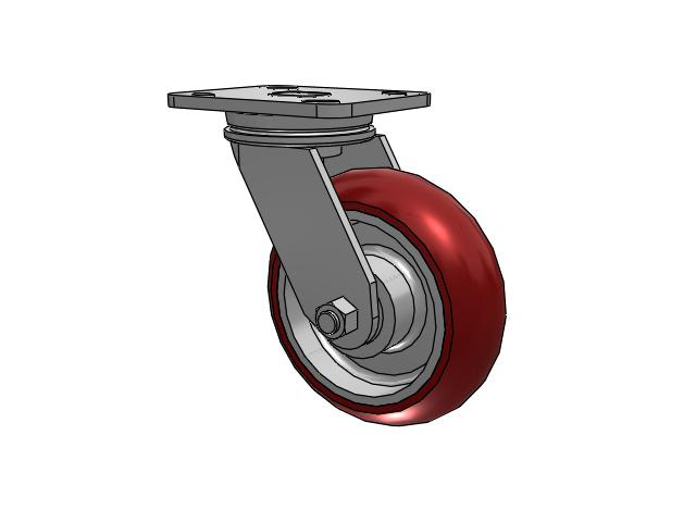 71 Series Top Plate Swivel Caster with 6 x 2 Maroon Tread on Aluminum Core AX - Round Polyurethane (Aluminum Core) Wheel