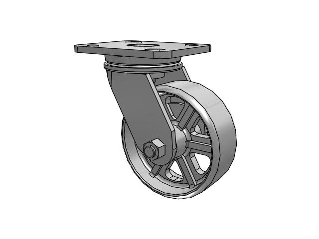71 Series Top Plate Swivel Caster with 5 x 2 Grey Enamel CA - Cast Iron Wheel